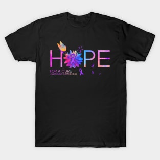 Hope For A Cure Alzheimer Awareness Flower Butterfly Gift T-Shirt